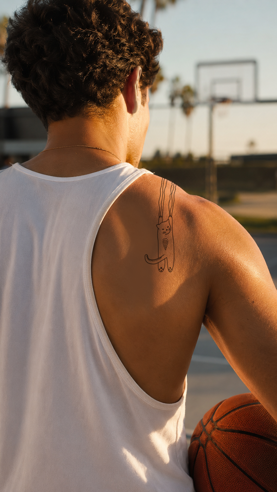 Cat temporary tattoo cat rapaz basquetebol - UNKOMUN