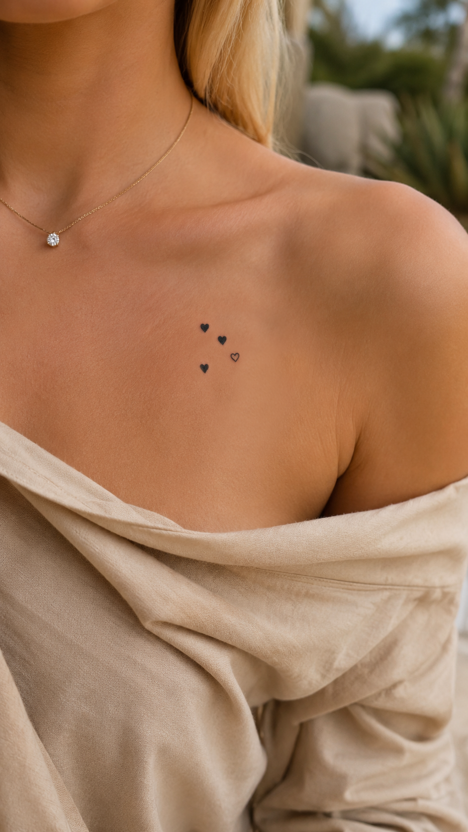 Hearts temporary tattoo mulher peito - UNKOMUN
