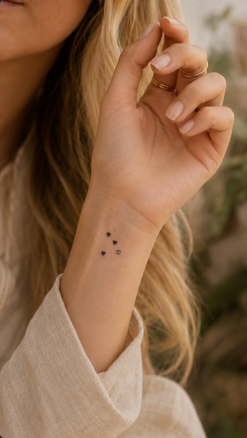 Hearts temporary tattoo mulher pulso - UNKOMUN