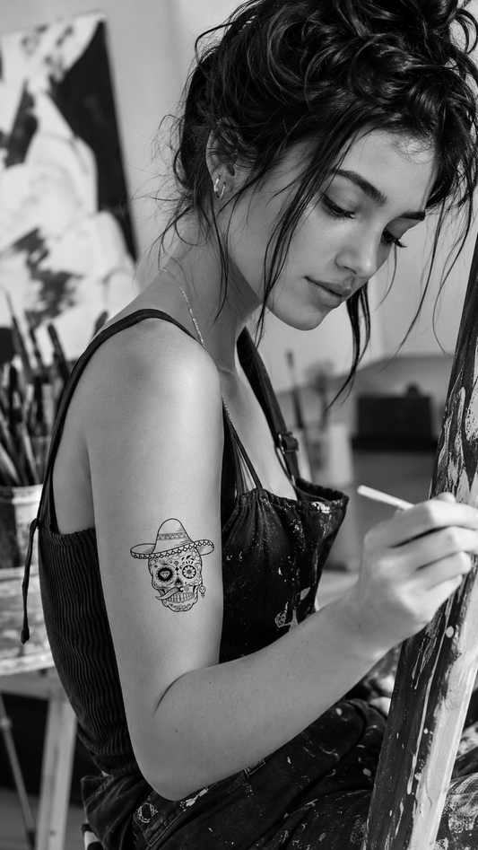 Skull temporary tattoo rapariga - UNKOMUN